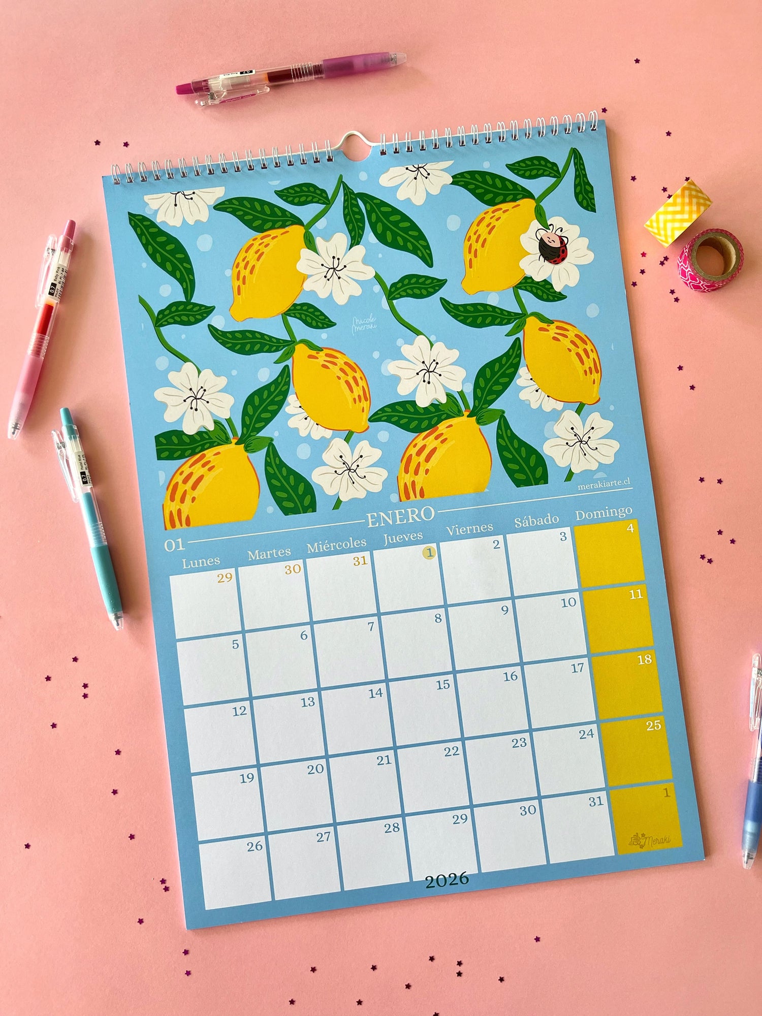 Calendario Ilustrado Meraki 2026 - Vivir Bonito 🌸