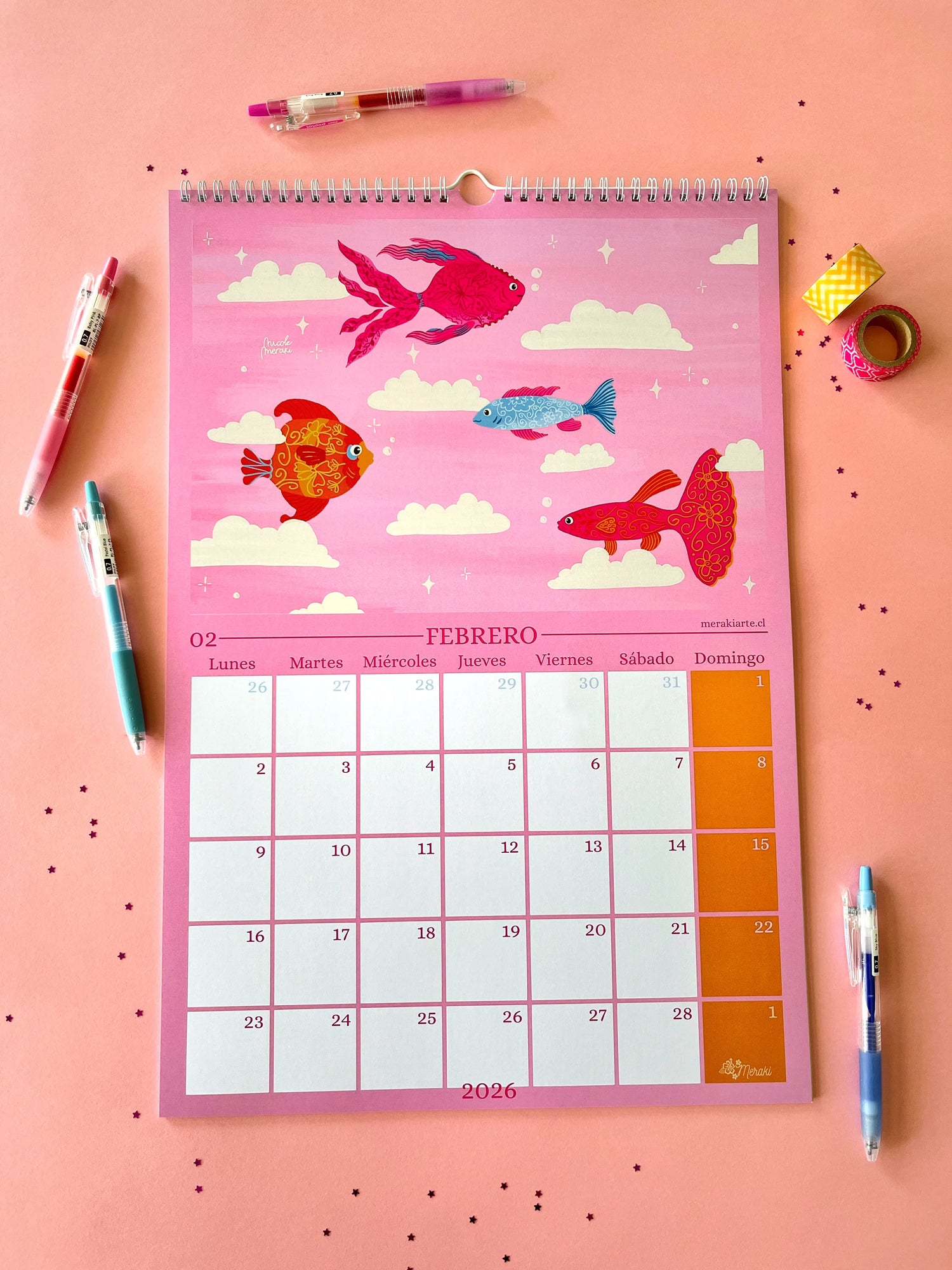 Calendario Ilustrado Meraki 2026 - Vivir Bonito 🌸