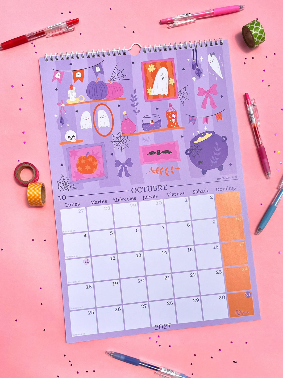 Calendario de Pared Ilustrado Meraki 2027 🌸