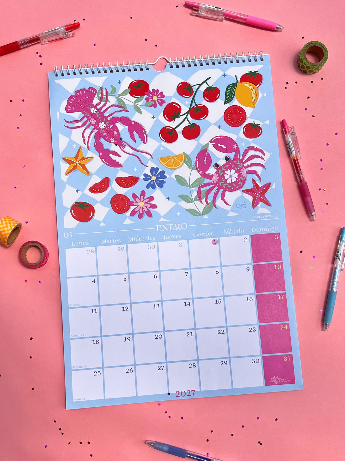 Calendario de Pared Ilustrado Meraki 2027 🌸