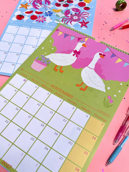 Calendario de Pared Ilustrado Meraki 2027 🌸