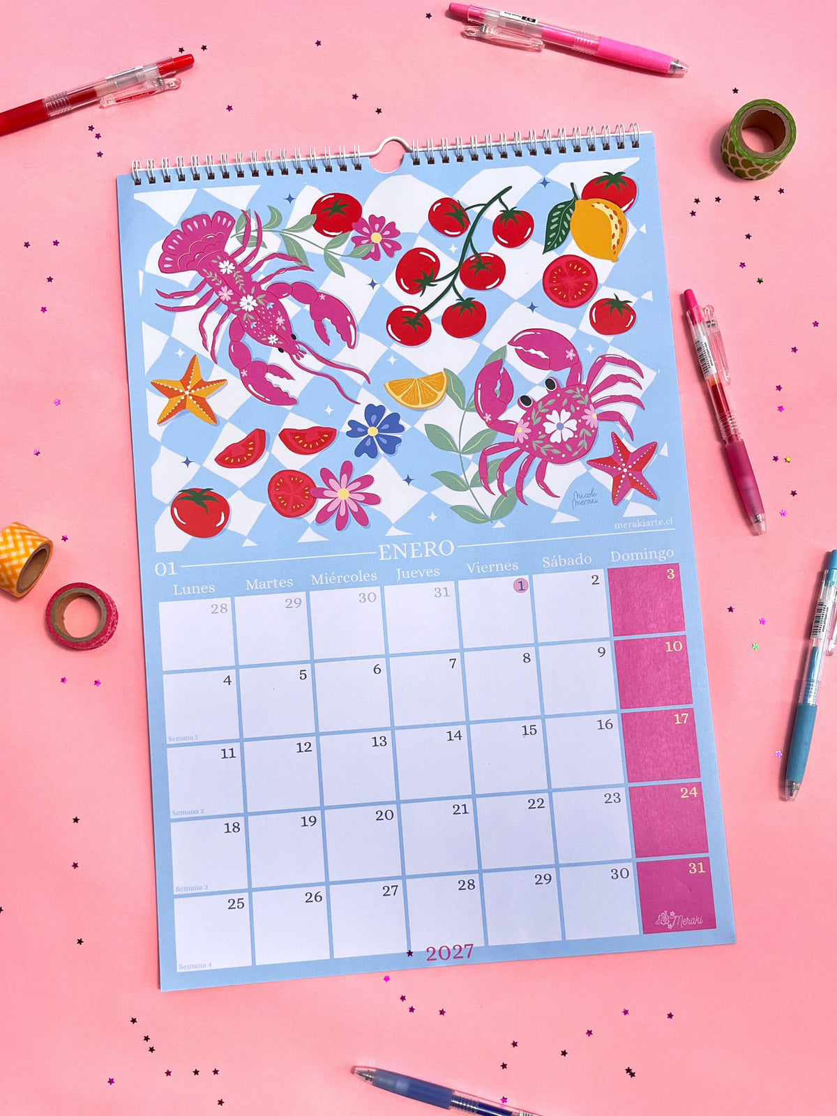 Calendario de Pared Ilustrado Meraki 2027 🌸