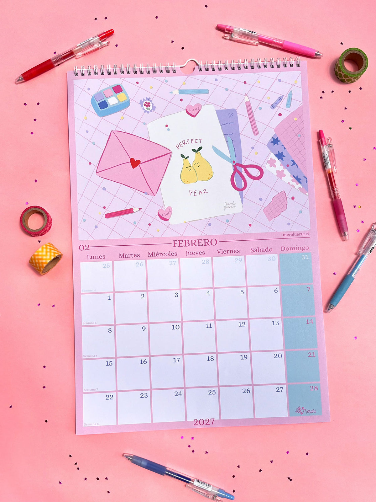 Calendario de Pared Ilustrado Meraki 2027 🌸