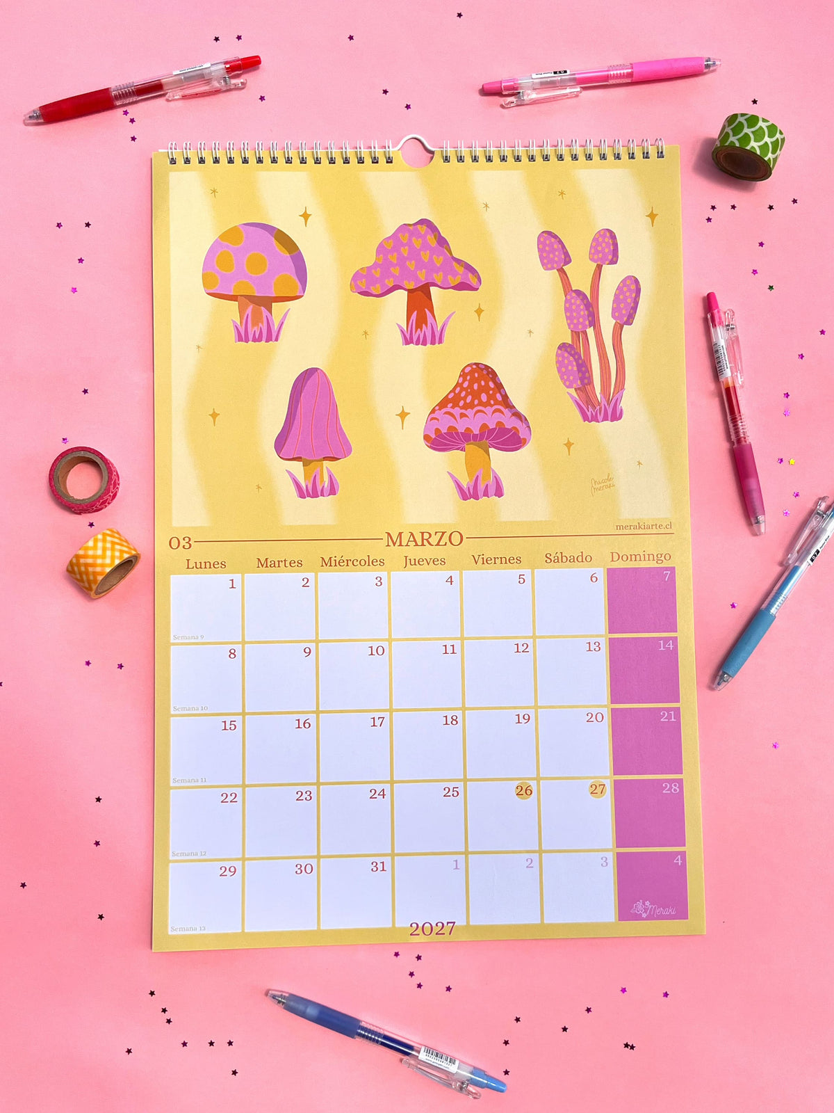 Calendario de Pared Ilustrado Meraki 2027 🌸