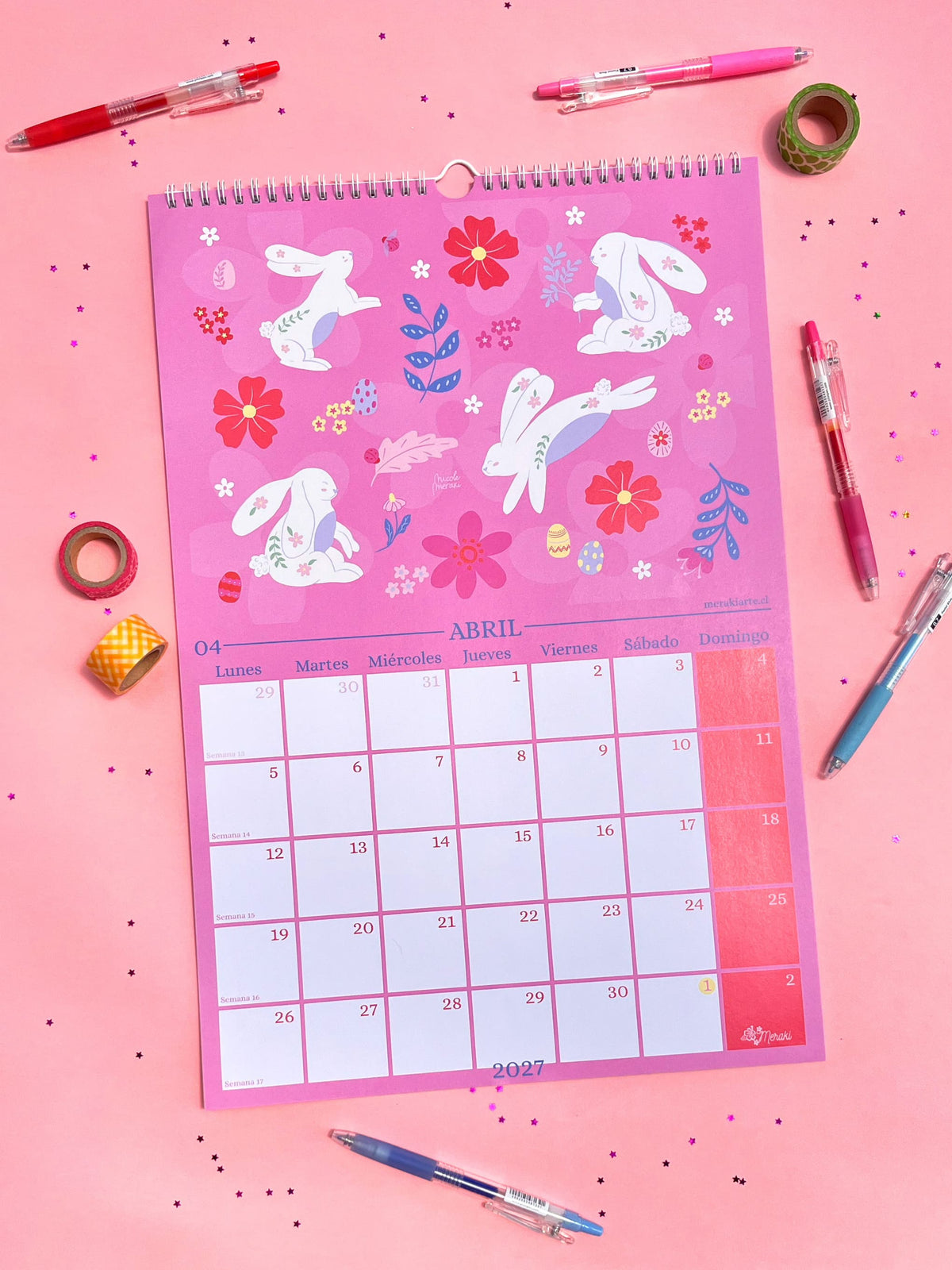 Calendario de Pared Ilustrado Meraki 2027 🌸