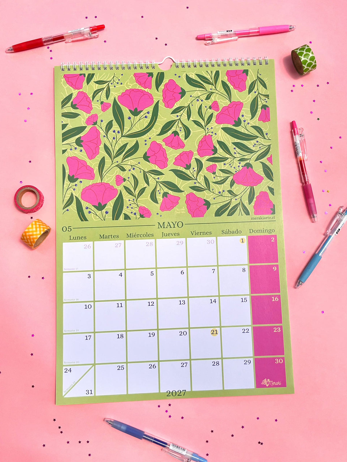 Calendario de Pared Ilustrado Meraki 2027 🌸