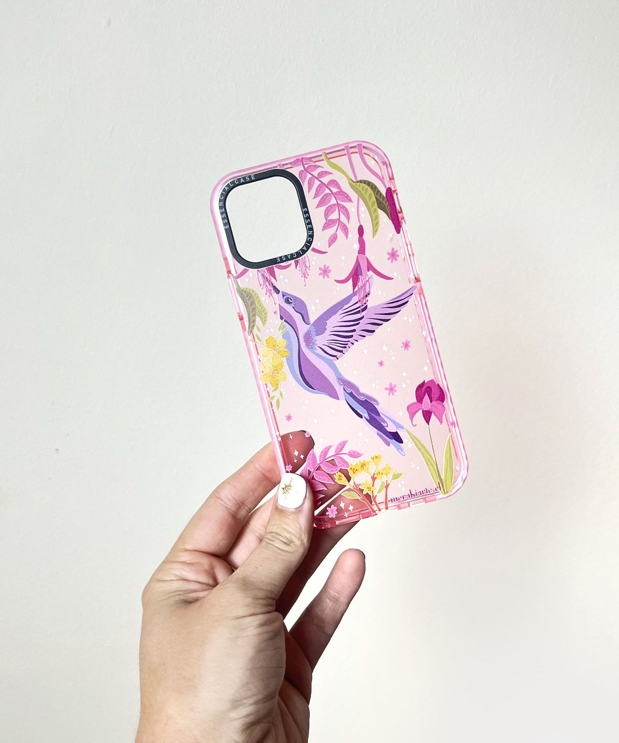 Carcasa Ilustrada Colibrí Rosada iPhone 12/12pro