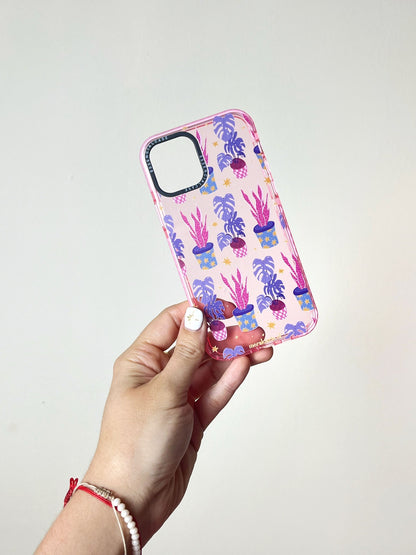 Carcasa Ilustrada Plantitas Rosada iPhone 12/12pro