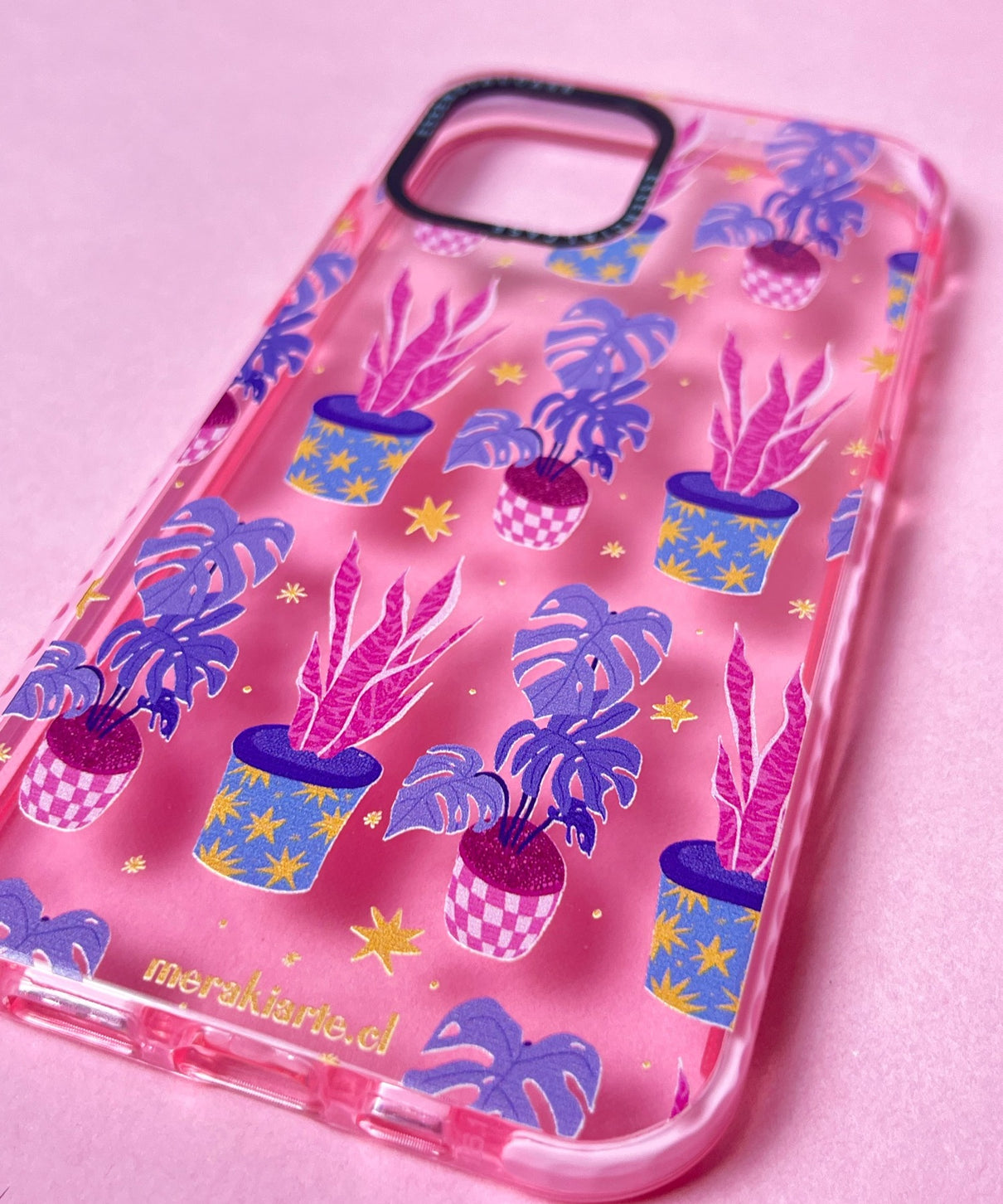 Carcasa Ilustrada Plantitas Rosada iPhone 12/12pro