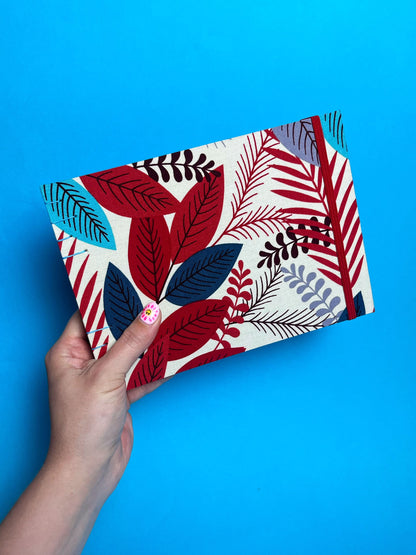 Sketchbook Acuarela Tamaño A5 Horizontal | Hojas Azules y Rojas