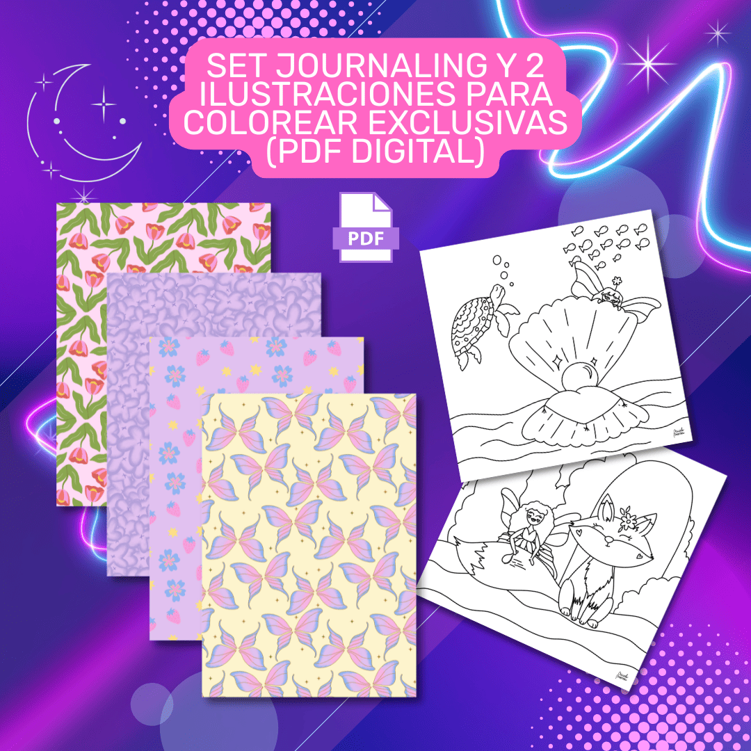 PACK ★: PIXIE | Libro pocket para colorear + Stickers + PDF journaling y coloring + Imán