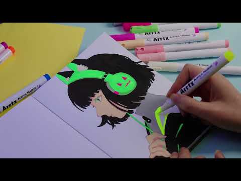 Marcadores Acrílicos Arrtx 60A | Punta Pincel | 60 colores: 50 clásicos + 4 metálicos + 6 neón