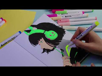 Marcadores Acrílicos Arrtx 60A | Punta Pincel | 60 colores: 50 clásicos + 4 metálicos + 6 neón