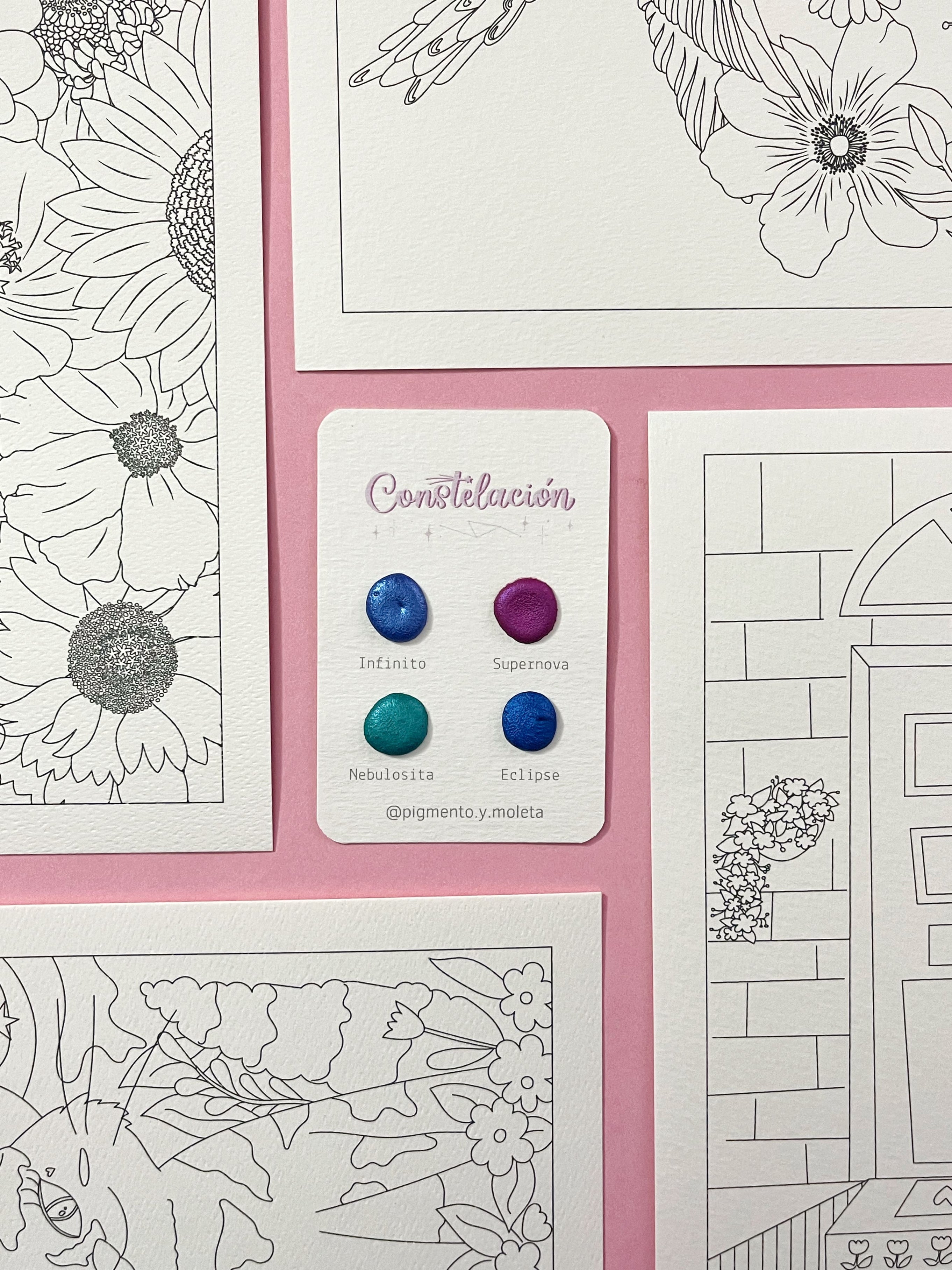 Set Acuarela Surtido | 4 ilustraciones + Puntiset 4 colores