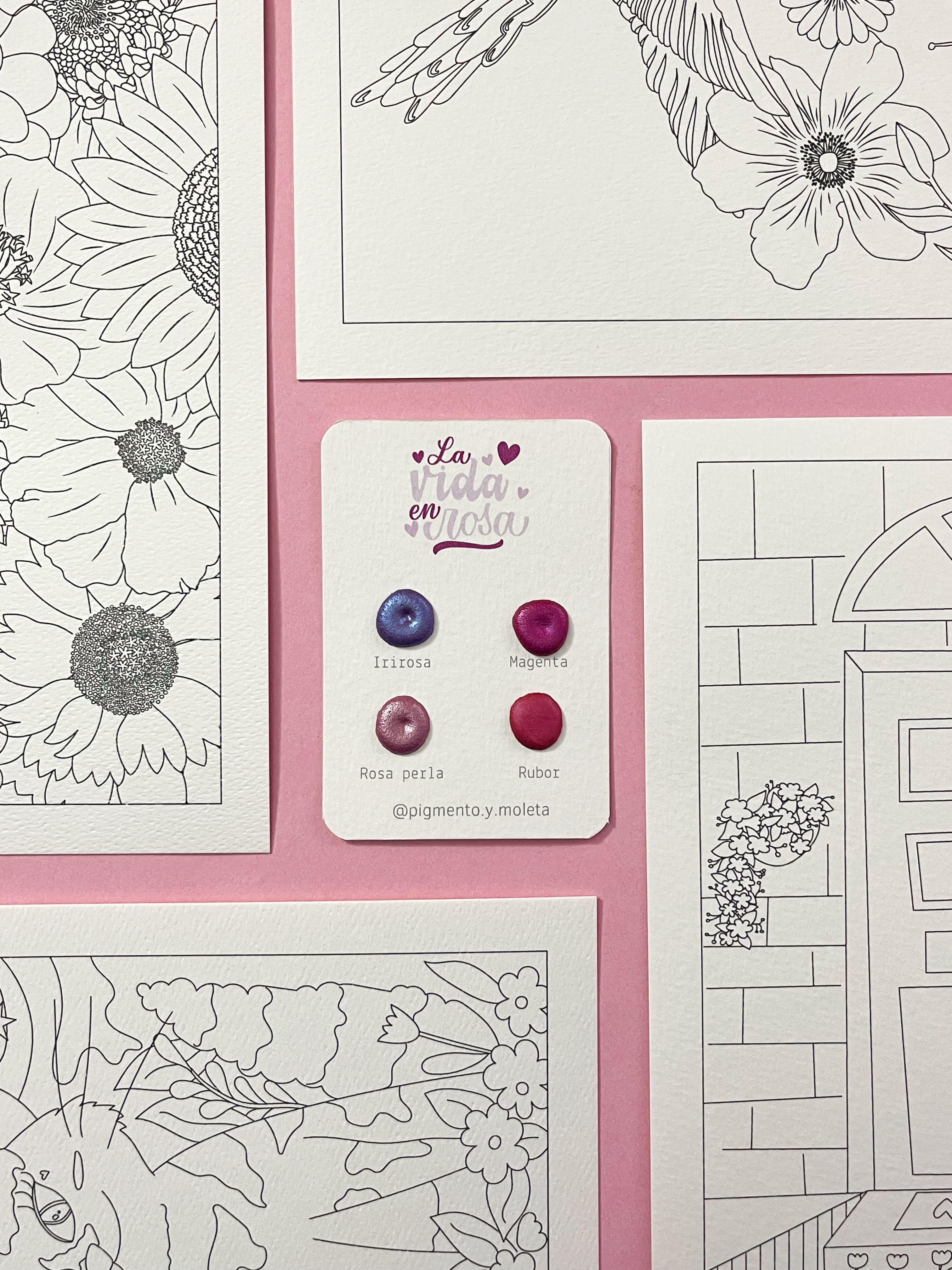 Set Acuarela Surtido | 4 ilustraciones + Puntiset 4 colores