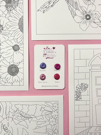 Set Acuarela Surtido | 4 ilustraciones + Puntiset 4 colores