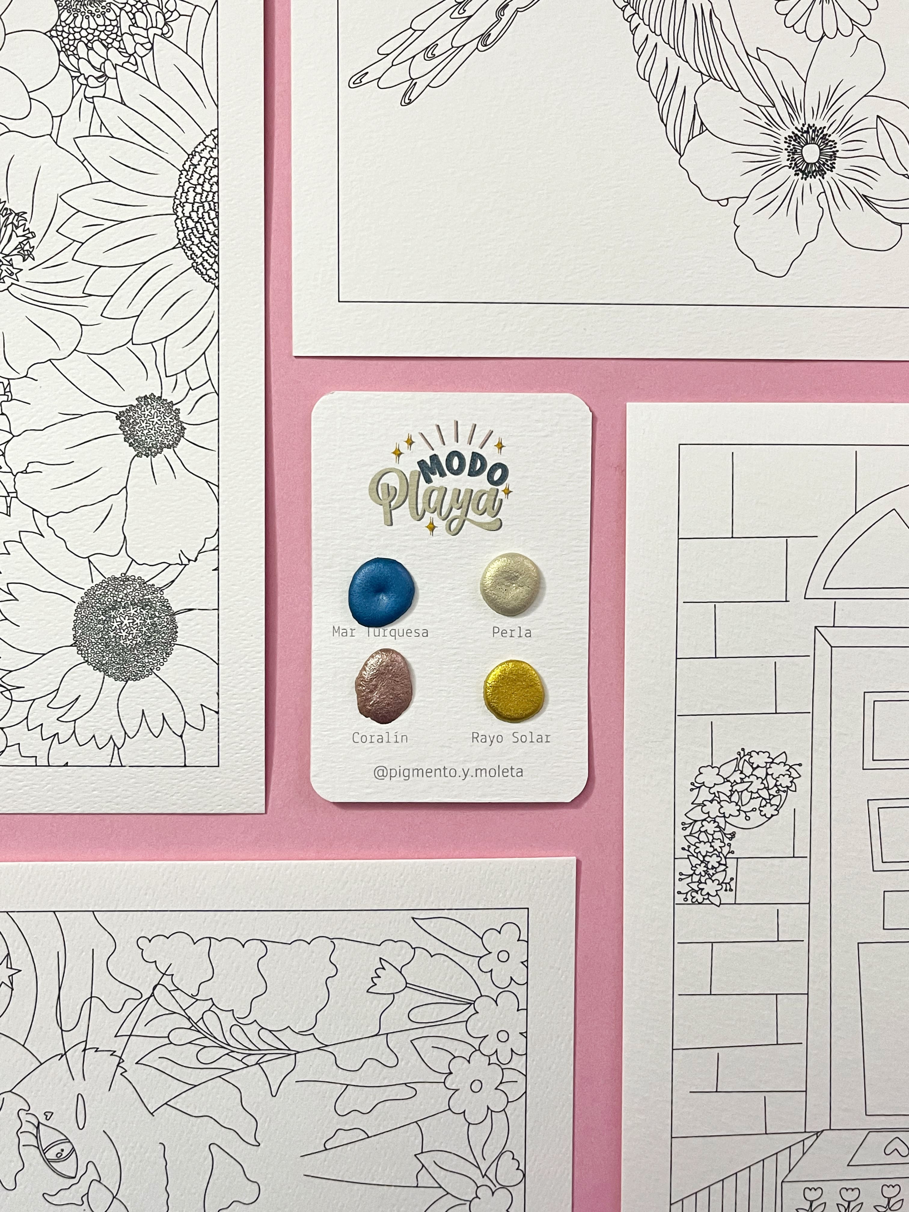 Set Acuarela Surtido | 4 ilustraciones + Puntiset 4 colores