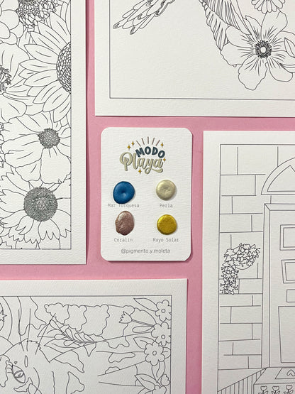 Set Acuarela Surtido | 4 ilustraciones + Puntiset 4 colores