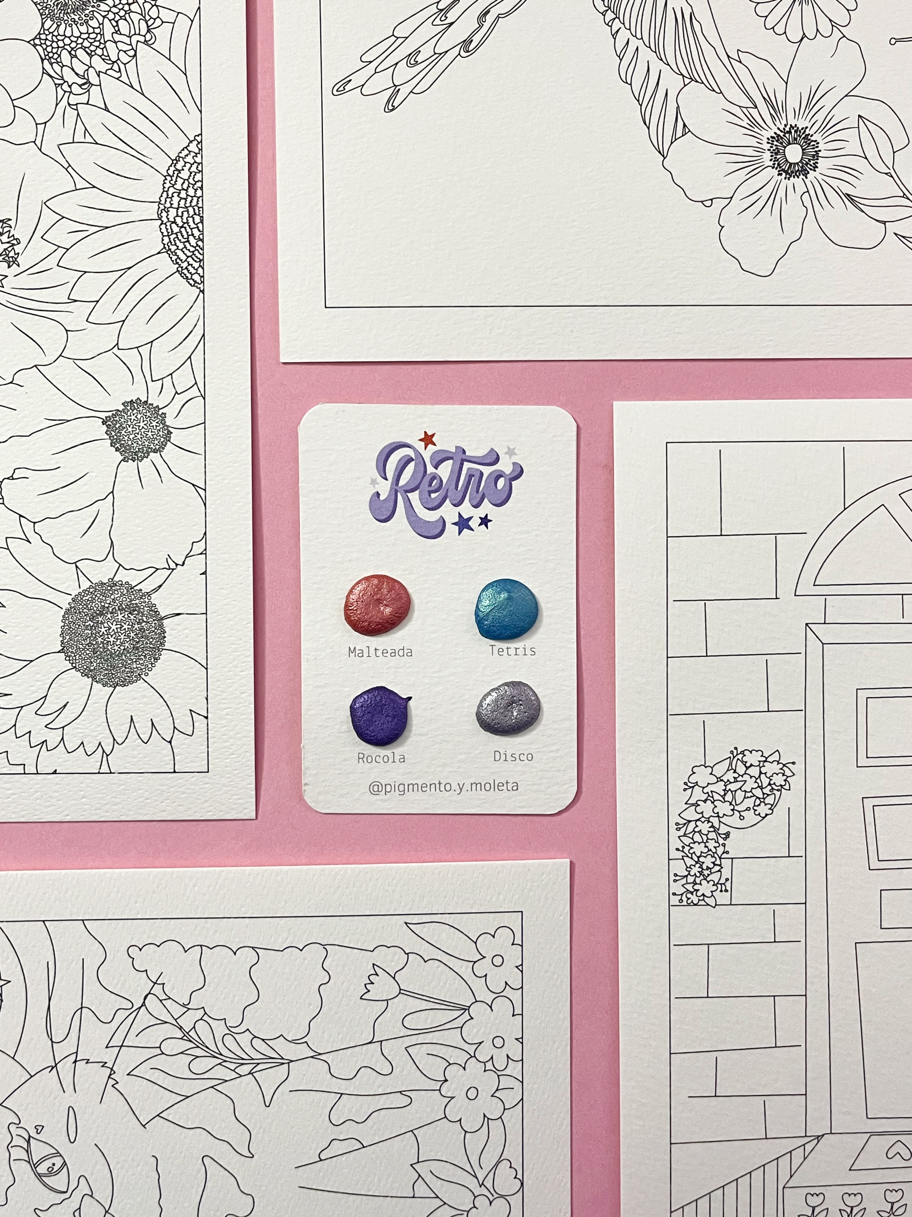 Set Acuarela Surtido | 4 ilustraciones + Puntiset 4 colores