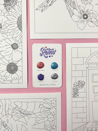 Set Acuarela Surtido | 4 ilustraciones + Puntiset 4 colores