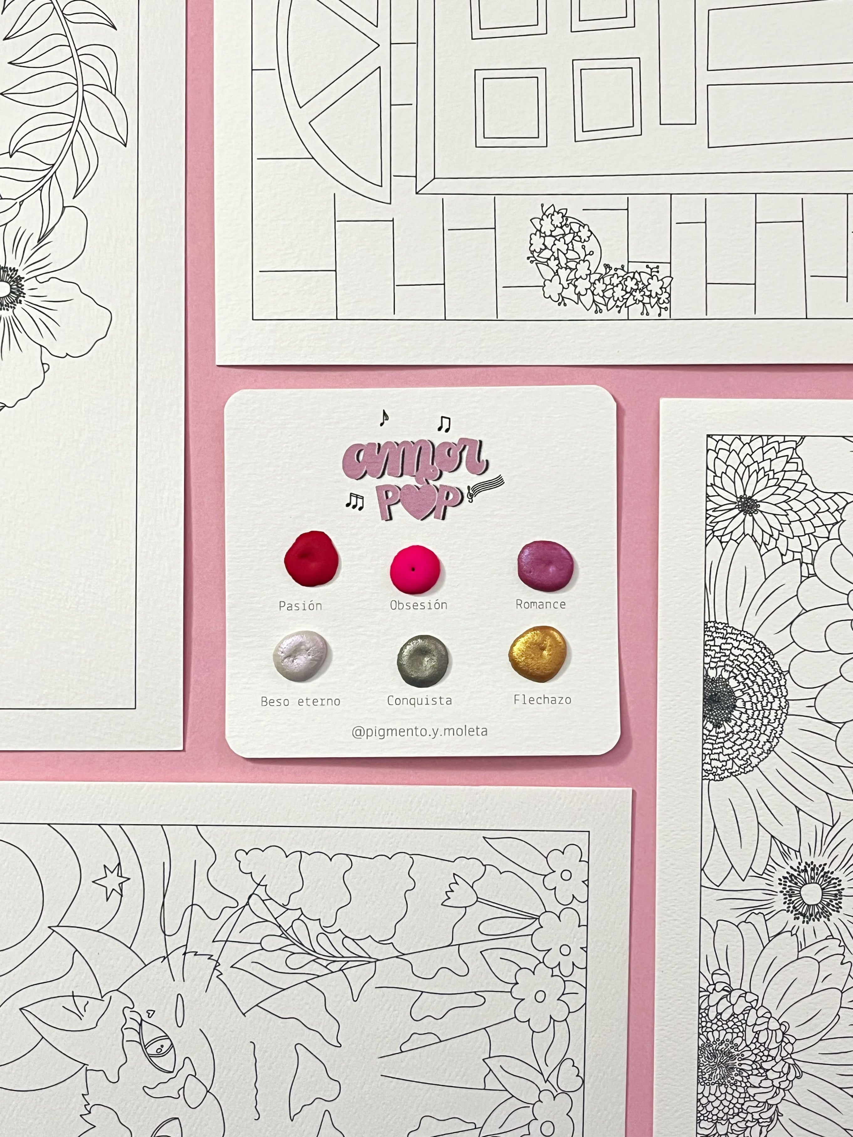 Set Acuarela Surtido | 4 ilustraciones + Puntiset 6 colores