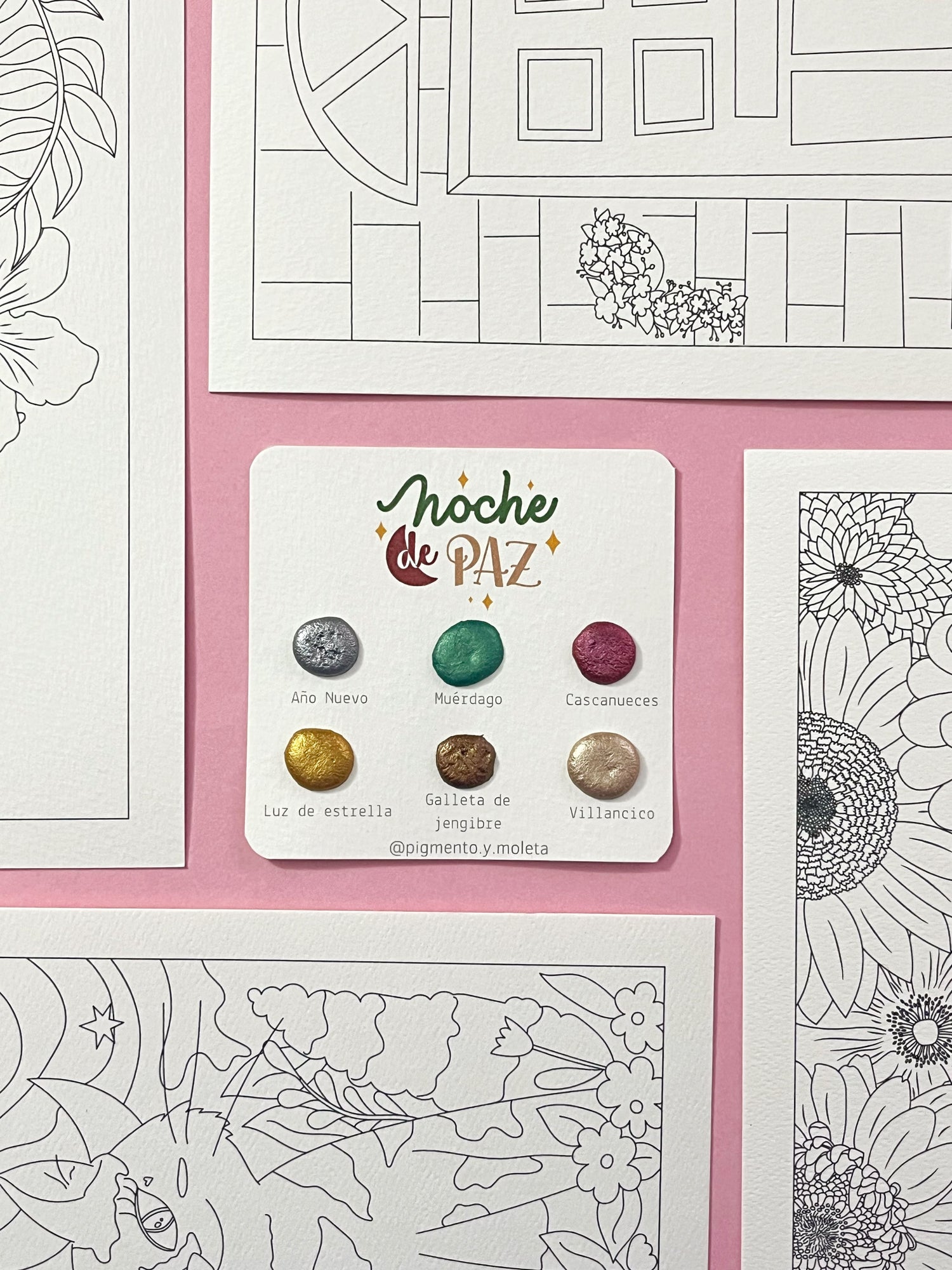 Set Acuarela Surtido | 4 ilustraciones + Puntiset 6 colores