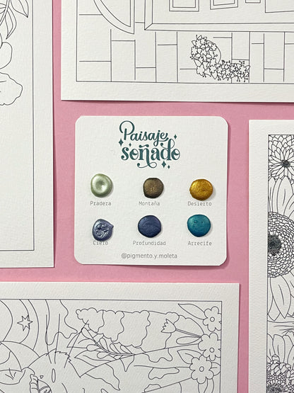 Set Acuarela Surtido | 4 ilustraciones + Puntiset 6 colores