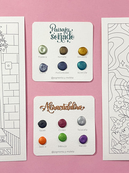 Set Acuarela Surtido | 4 ilustraciones + Puntiset 6 colores