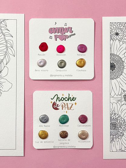 Set Acuarela Surtido | 4 ilustraciones + Puntiset 6 colores