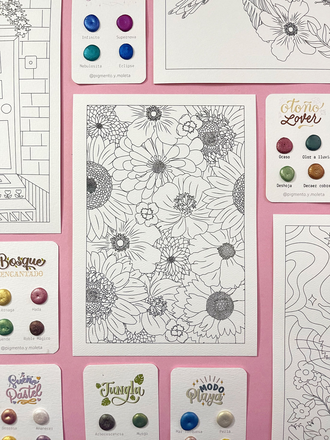 Set Acuarela Surtido | 4 ilustraciones + Puntiset 6 colores