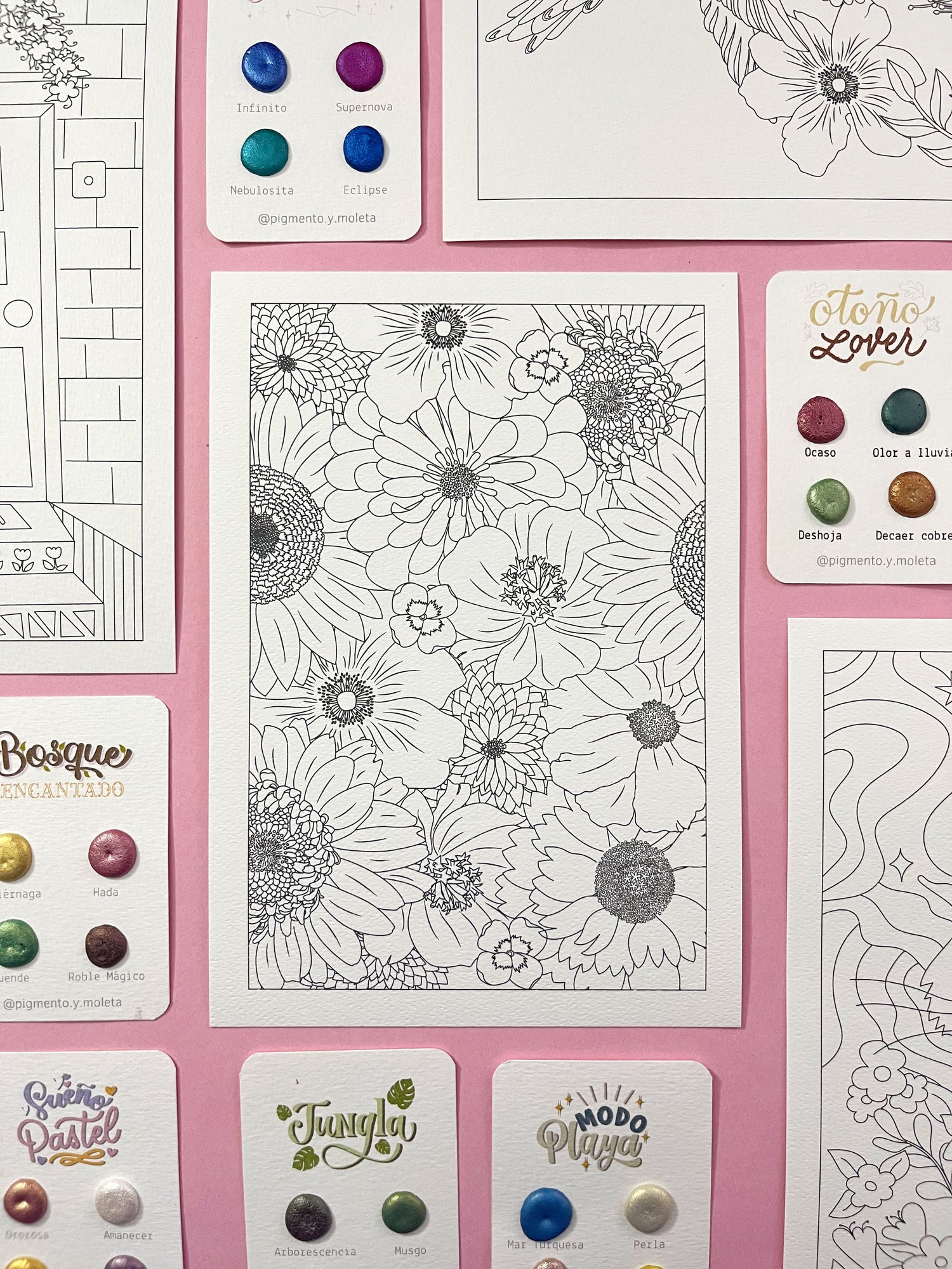 Set Acuarela Surtido | 4 ilustraciones + Puntiset 6 colores