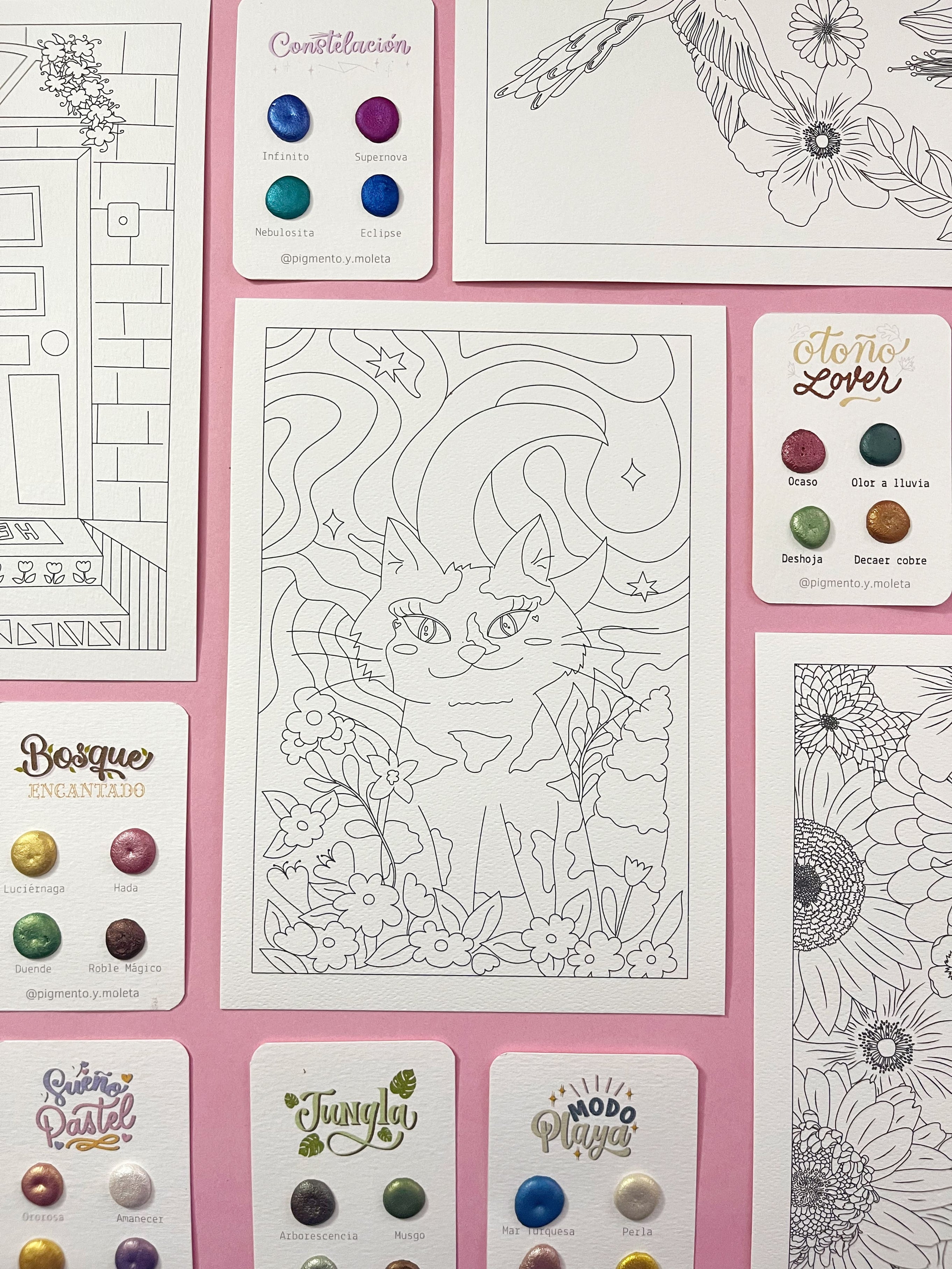 Set Acuarela Surtido | 4 ilustraciones + Puntiset 4 colores