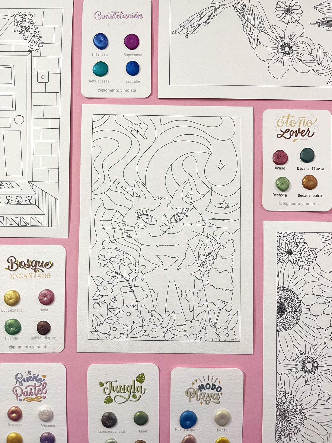 Set Acuarela Surtido | 4 ilustraciones + Puntiset 4 colores