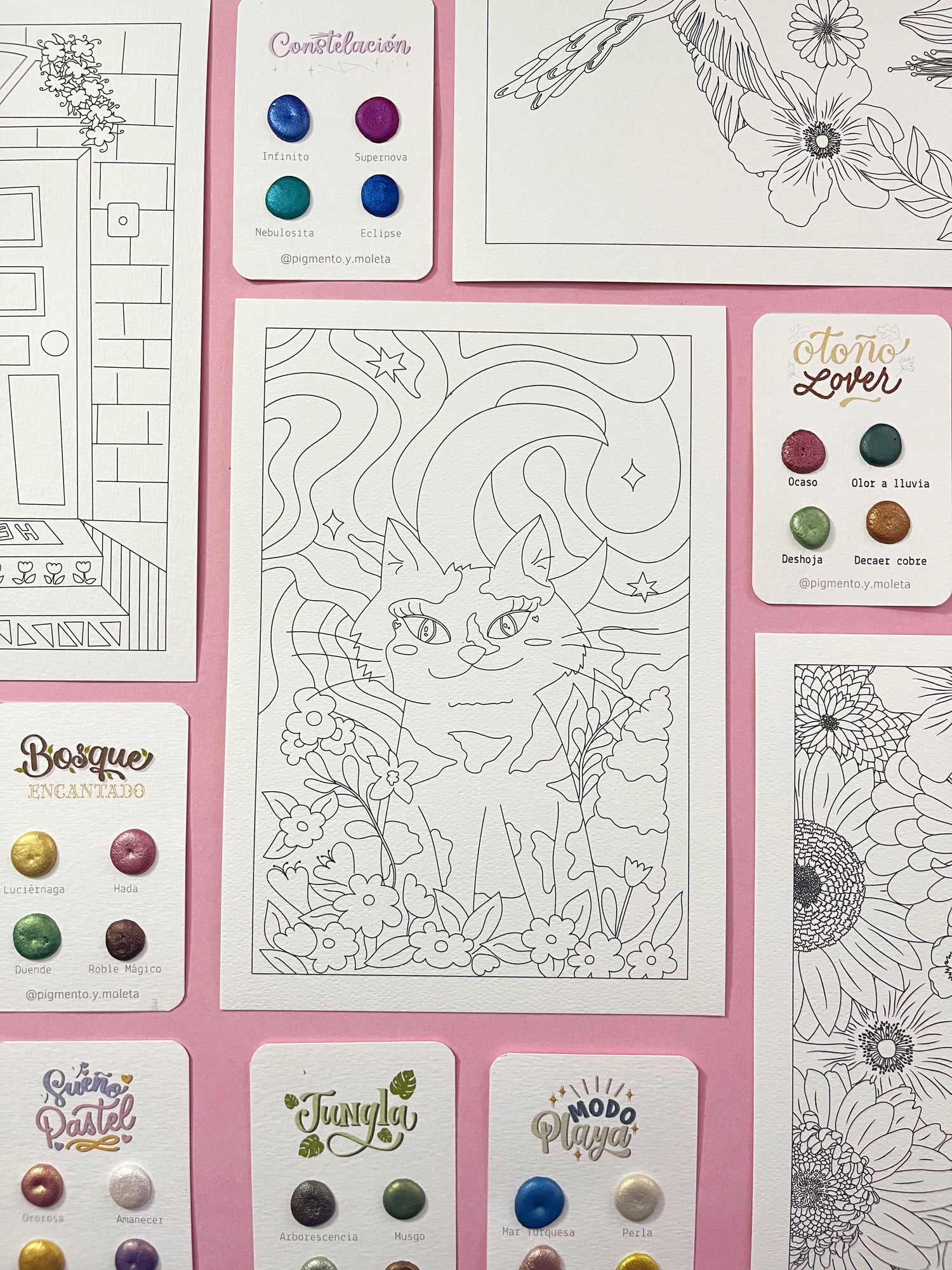 Set Acuarela Surtido | 4 ilustraciones + Puntiset 6 colores