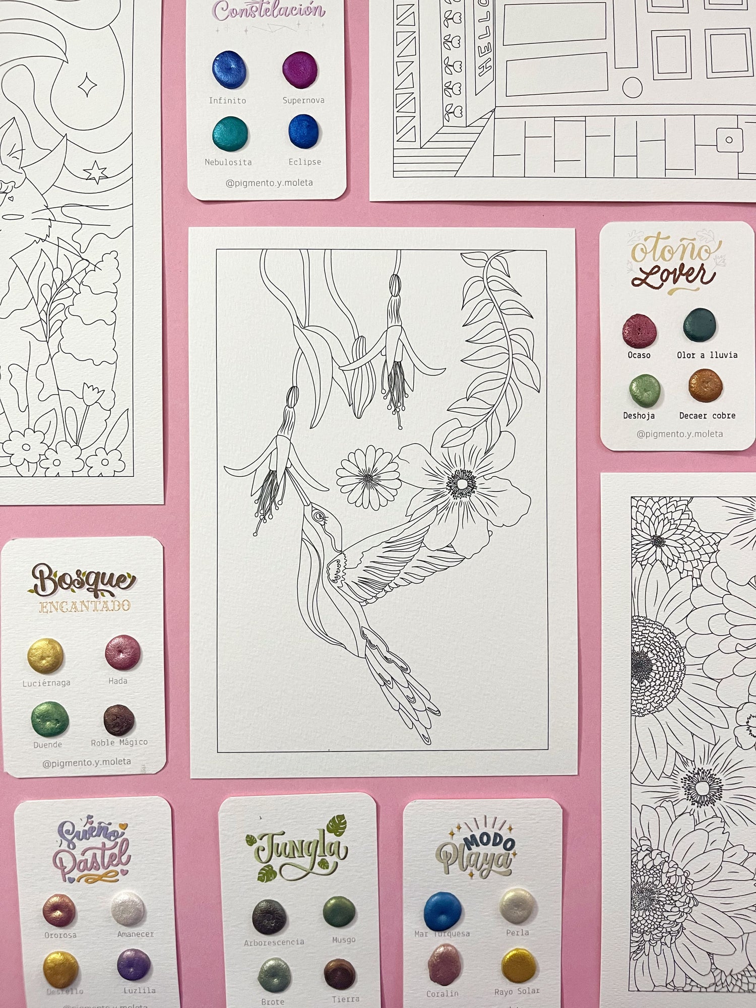 Set Acuarela Surtido | 4 ilustraciones + Puntiset 6 colores