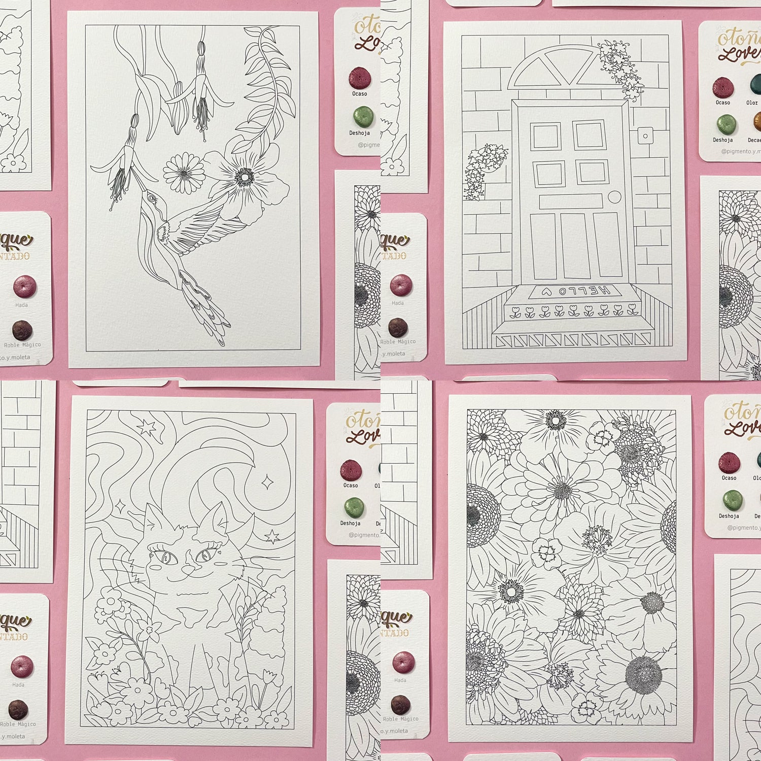 Set Acuarela Surtido | 4 ilustraciones + Puntiset 4 colores