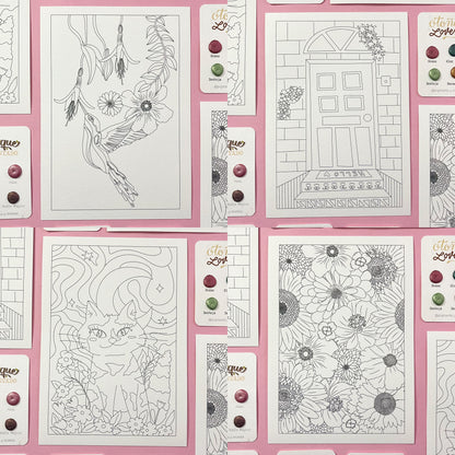 Set Acuarela Surtido | 4 ilustraciones + Puntiset 4 colores