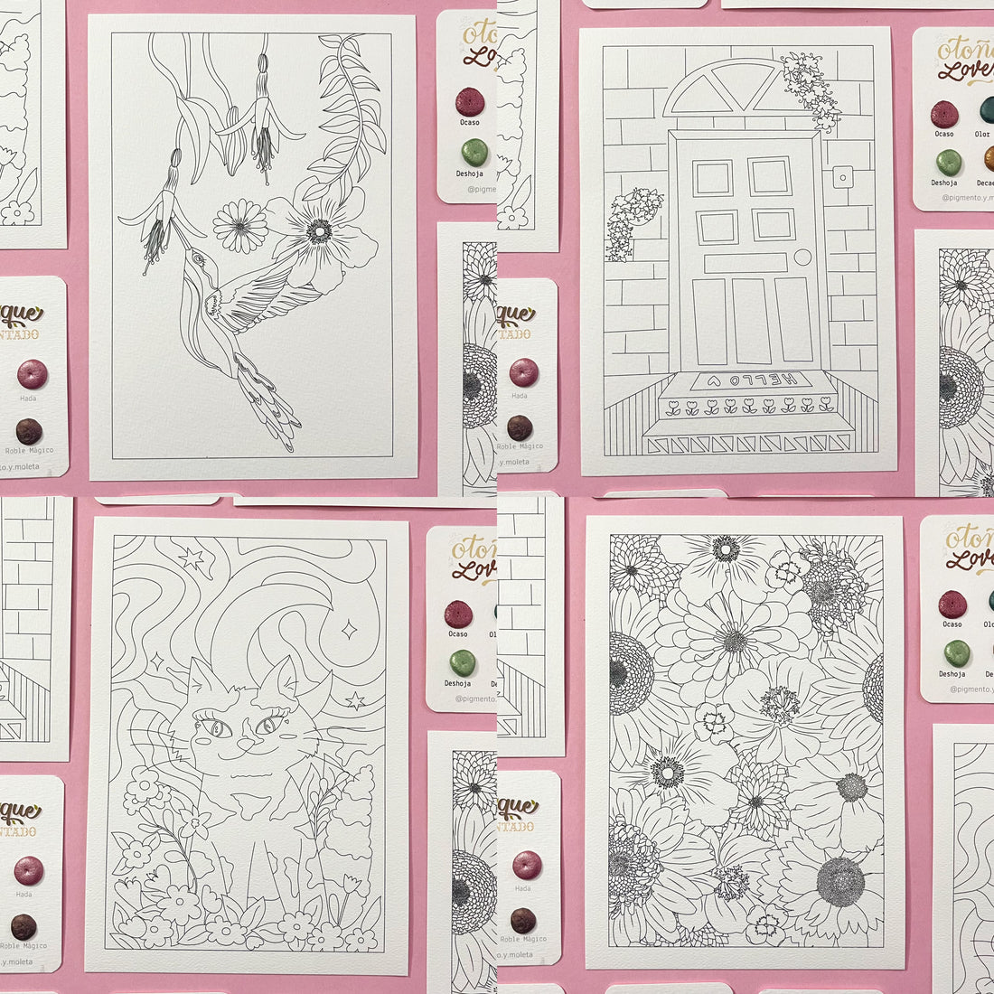 Set Acuarela Surtido | 4 ilustraciones + Puntiset 6 colores