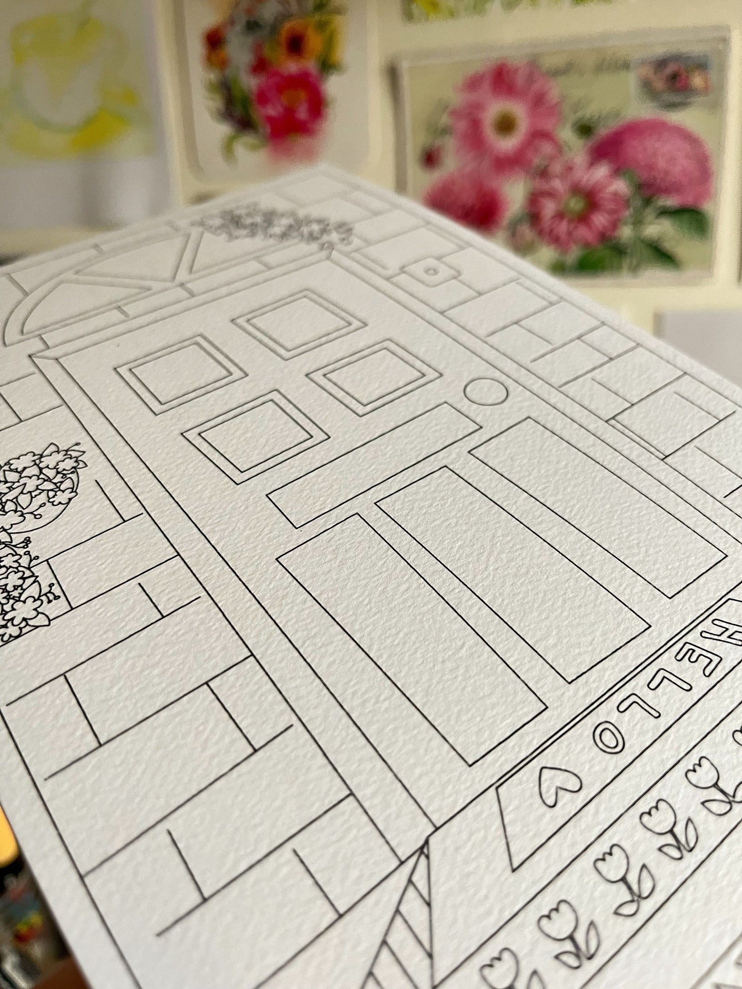 Set de 4 ilustraciones para pintar