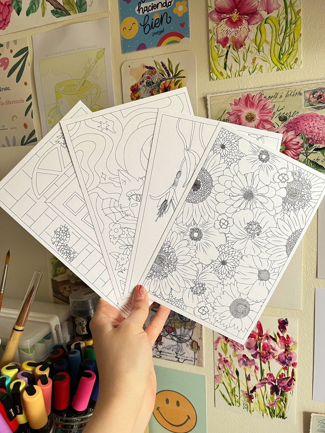 Set de 4 ilustraciones para pintar