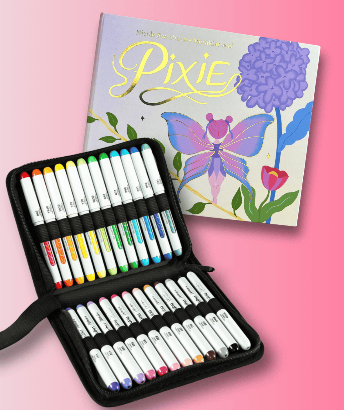 Pack Libro Pixie + Marcadores Acrílicos Ohuhu Nahuku 24 colores