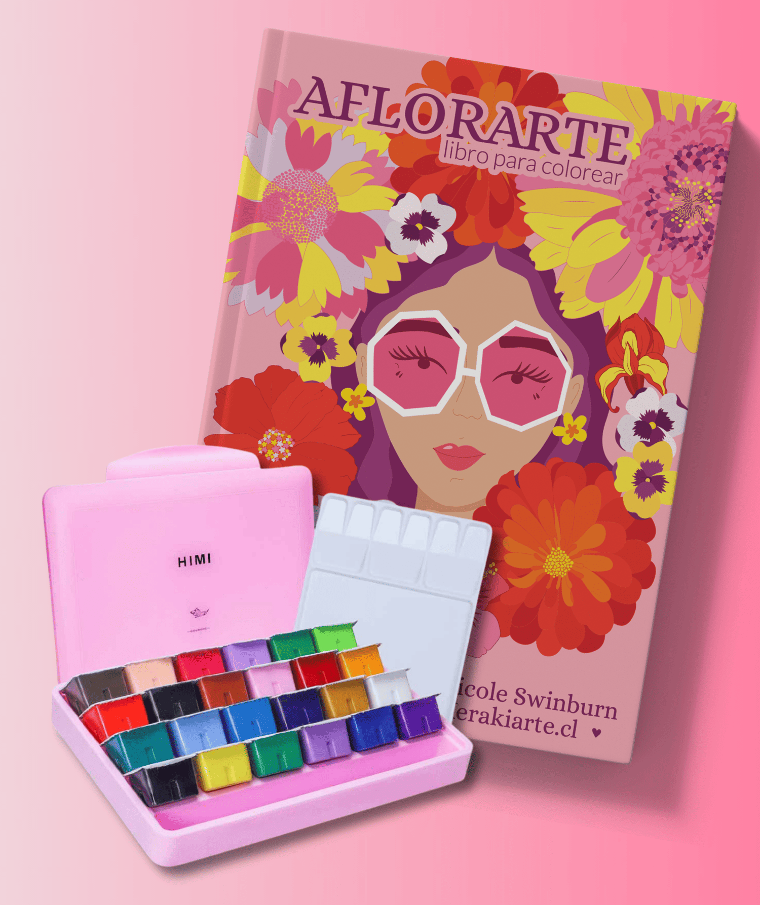 Pack Libro Aflorarte + Gouache Himi 24 colores Rosado