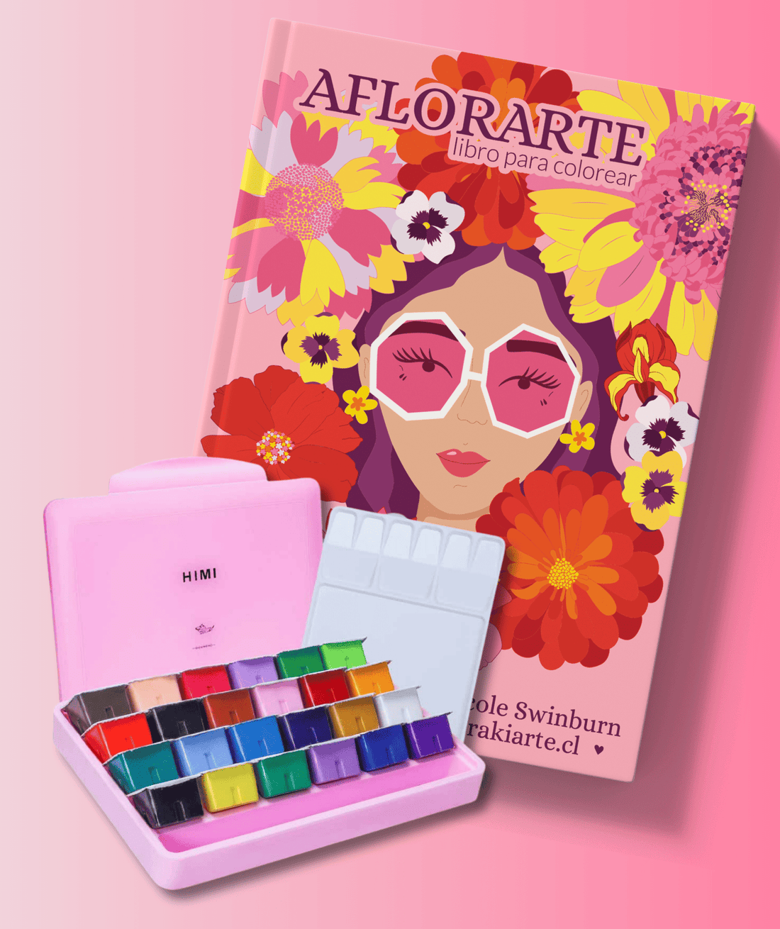Pack Libro Aflorarte + Gouache Himi 24 colores Rosado