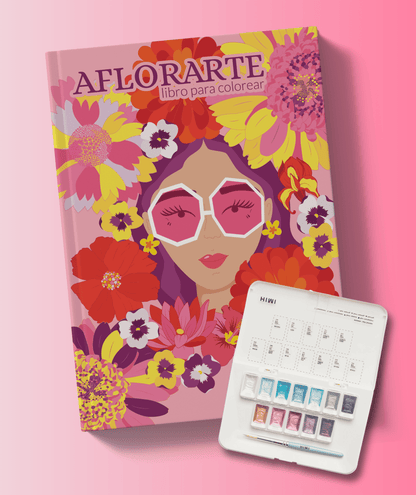 Pack Libro Aflorarte + Acuarelas Himi Metalizadas Plata