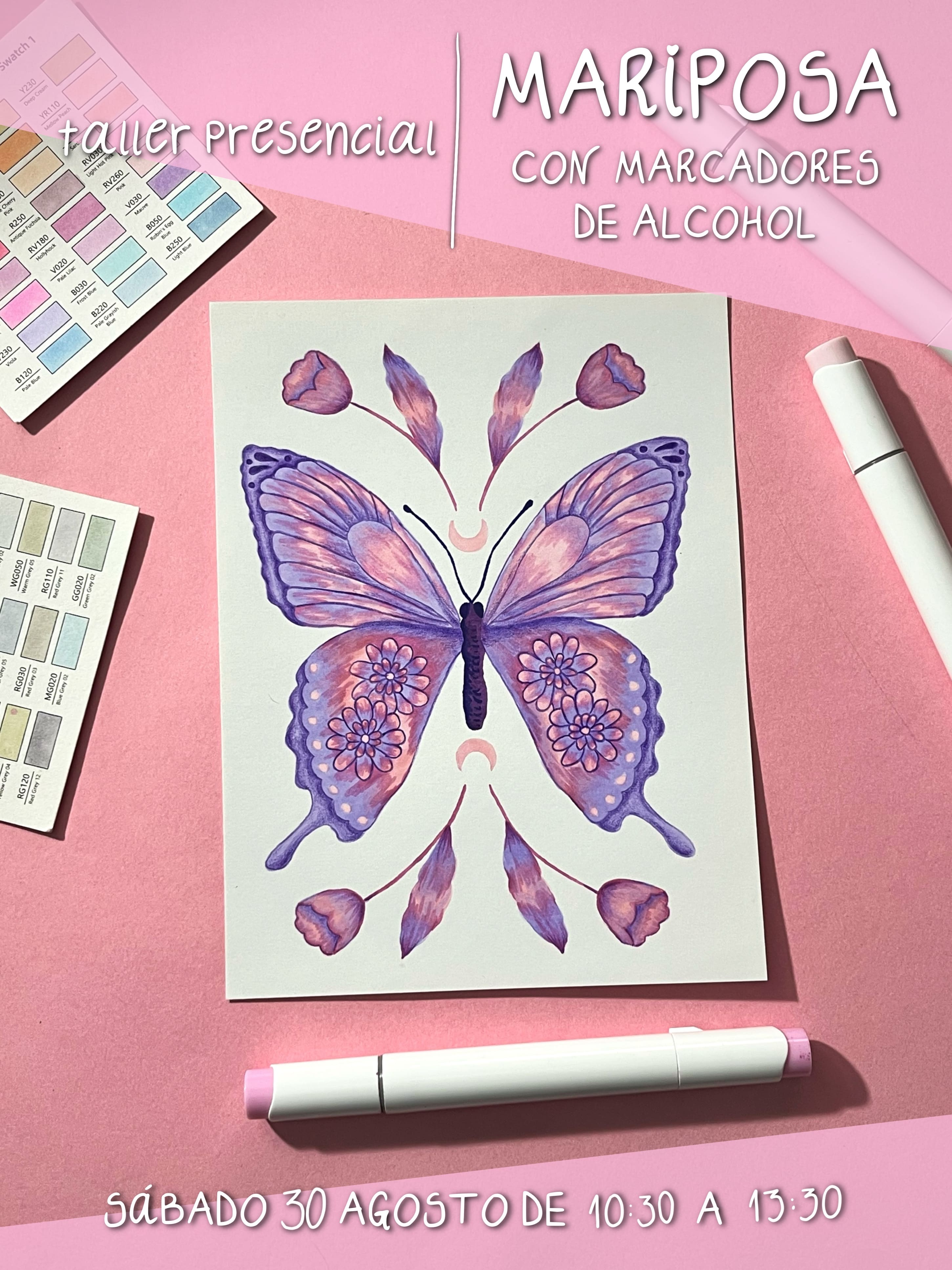[PRESENCIAL] Mariposa con Marcadores de Alcohol | Workshop | Sáb 30 Agosto AM