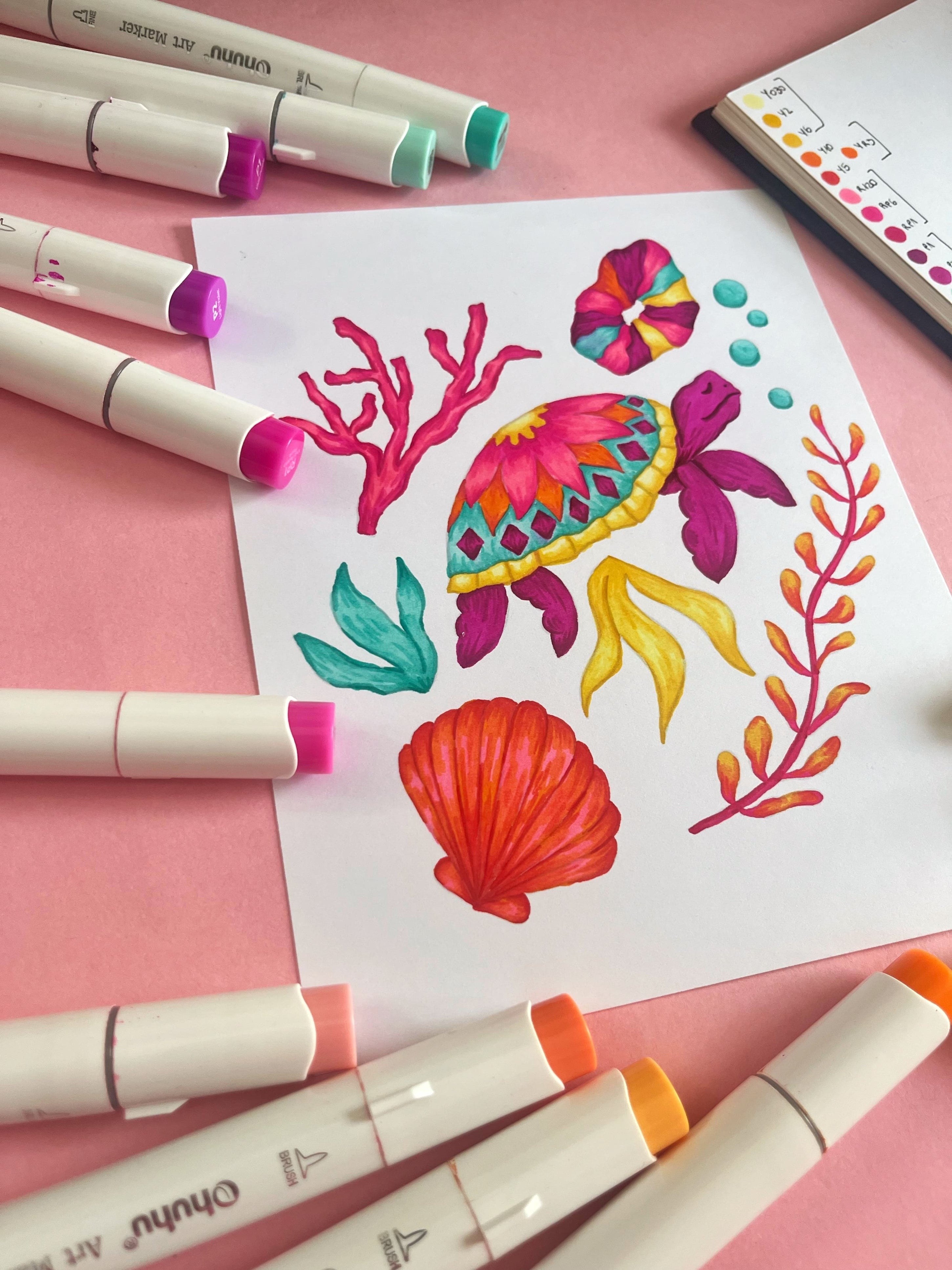 [PRESENCIAL] Tortuga con Marcadores de Alcohol | Workshop | Sáb 25 Octubre AM